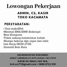 Lamaran Kerja Admin Toko